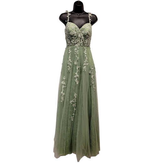 Sage Green with Light Vines Bridesmaid Dress